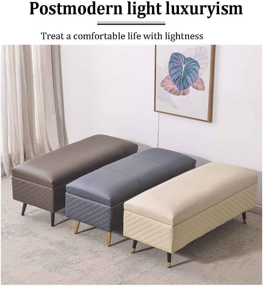 長方形家庭用ファブリックオットマンフットスツール、ベンチ、無垢材